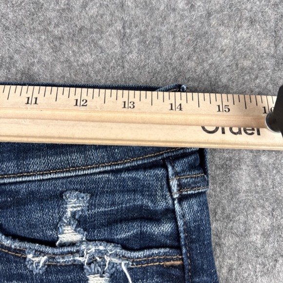 Abercrombie & Fitch Shorts Womens 4 Blue Denim Low Rise Distressed Cutoff - Picture 5 of 11